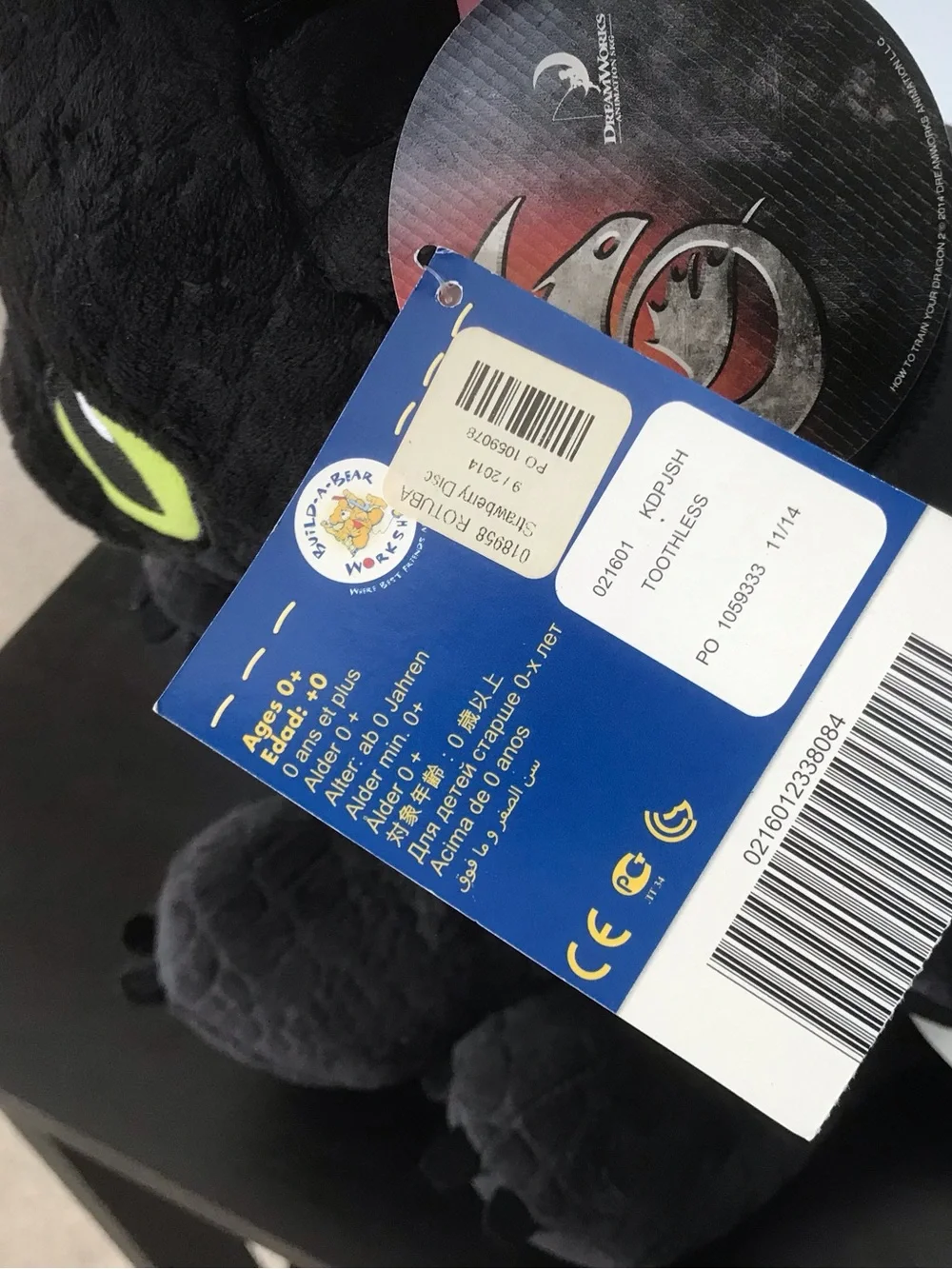 Build-A-Bear Toothless Plush Black Dragon With Wings
